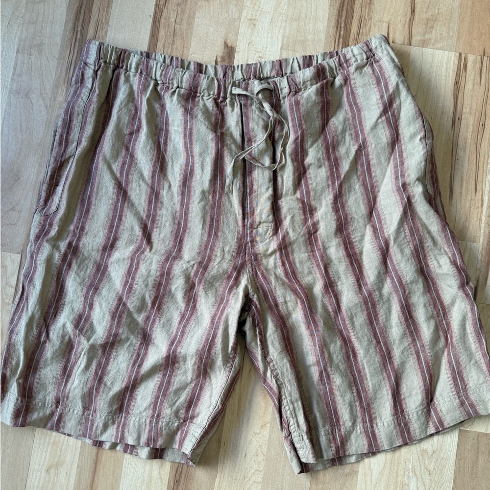 Vintage 90’s NWT Banana Republic Men’s XL 100% Linen Striped Drawstring Shorts